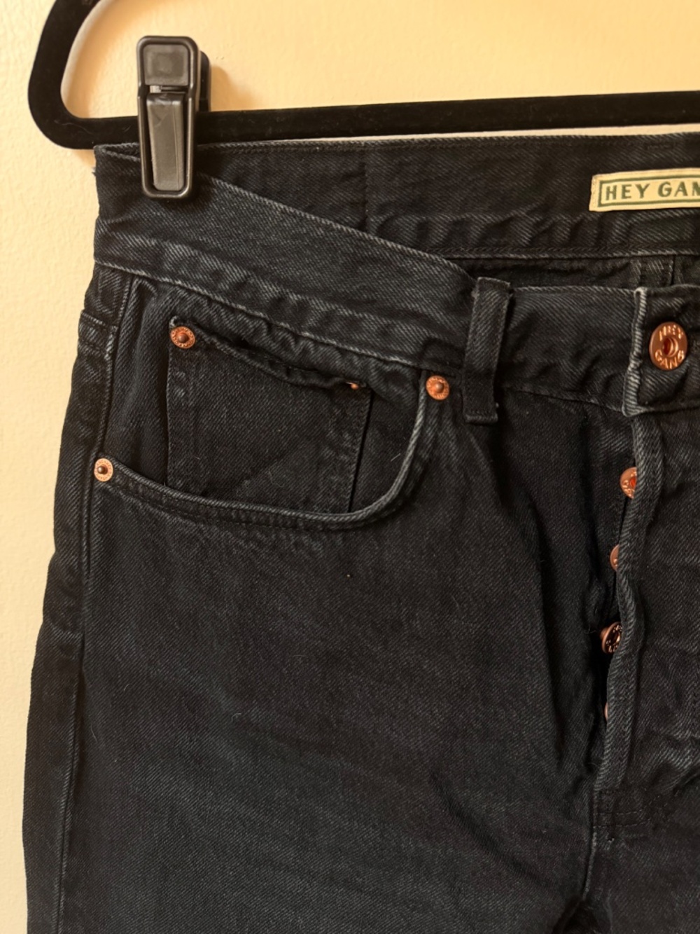 Hey Gang "The Loose Crop" Jeans in Washed Black size 28 - Picture 4 of 8